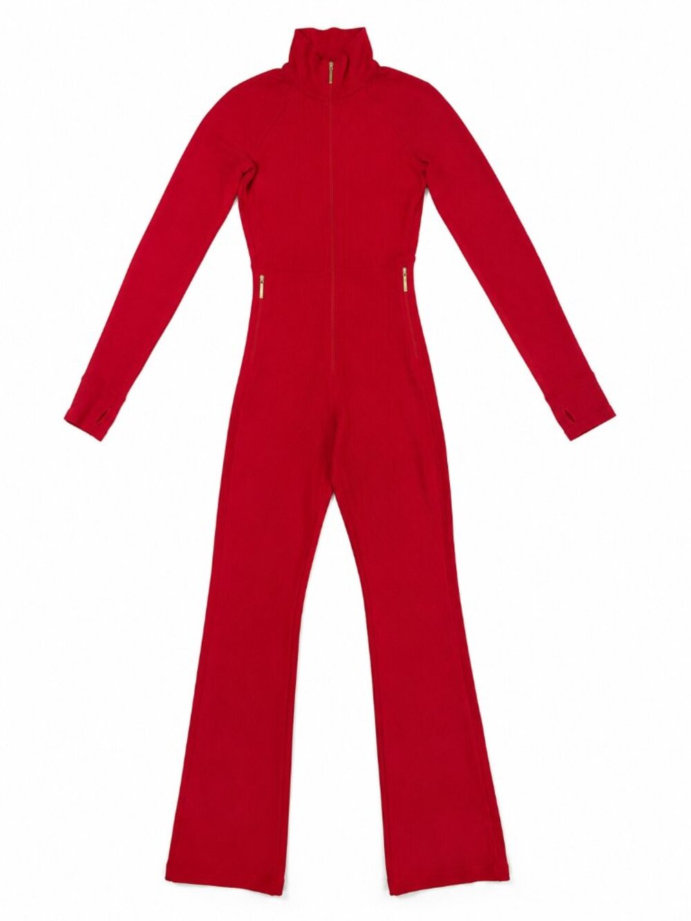 Athleta x Alicia Keys Red Goddess Ribbed Jumpsuit XXS Zip Front - Picture 2 of 4
